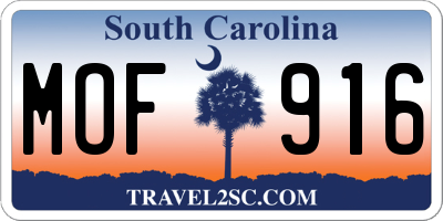 SC license plate MOF916