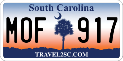 SC license plate MOF917