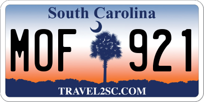 SC license plate MOF921