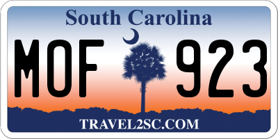 SC license plate MOF923
