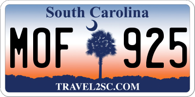 SC license plate MOF925