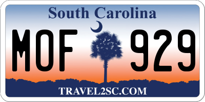 SC license plate MOF929