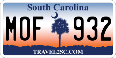 SC license plate MOF932