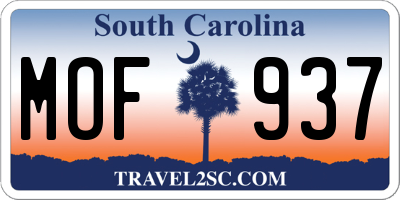 SC license plate MOF937