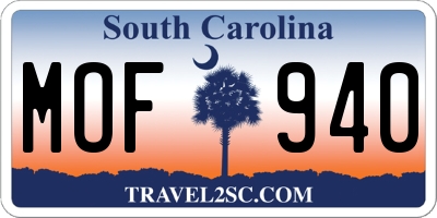 SC license plate MOF940