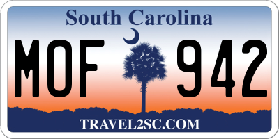 SC license plate MOF942