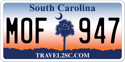 SC license plate MOF947