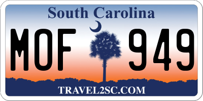 SC license plate MOF949