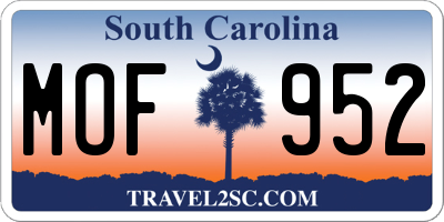 SC license plate MOF952