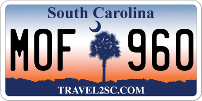 SC license plate MOF960