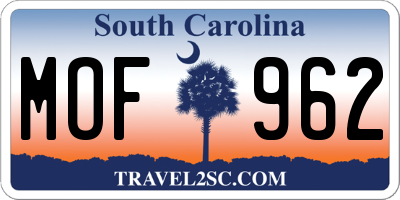 SC license plate MOF962