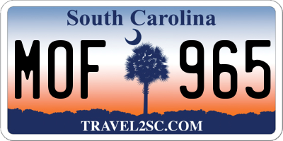 SC license plate MOF965