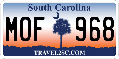 SC license plate MOF968