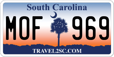 SC license plate MOF969