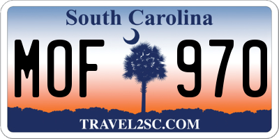 SC license plate MOF970