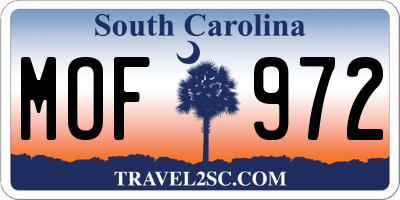 SC license plate MOF972