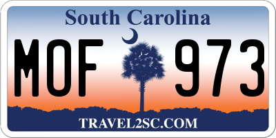 SC license plate MOF973
