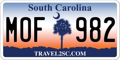 SC license plate MOF982