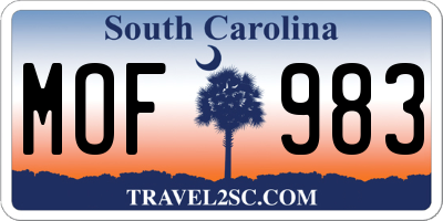 SC license plate MOF983