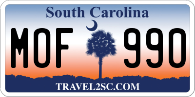 SC license plate MOF990