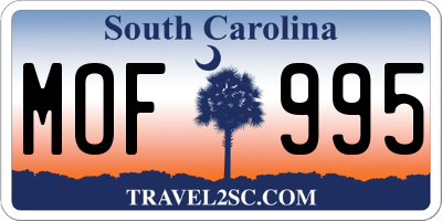 SC license plate MOF995