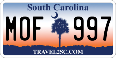 SC license plate MOF997