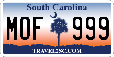 SC license plate MOF999