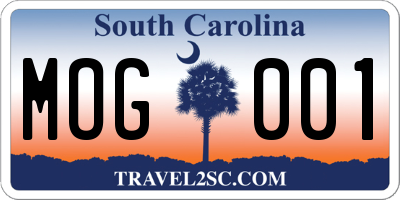 SC license plate MOG001