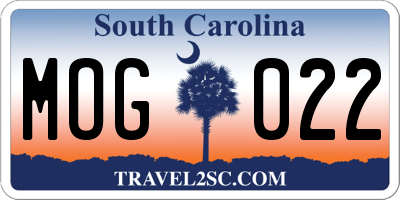 SC license plate MOG022