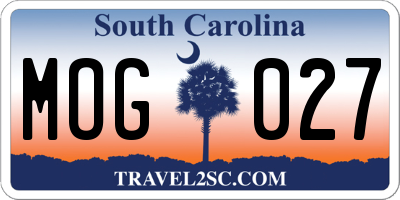 SC license plate MOG027