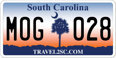 SC license plate MOG028