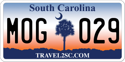 SC license plate MOG029