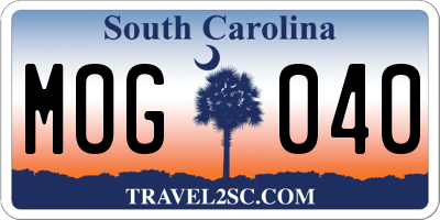 SC license plate MOG040