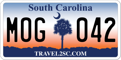 SC license plate MOG042