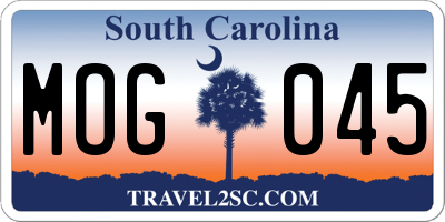 SC license plate MOG045