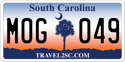 SC license plate MOG049