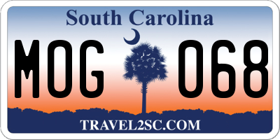 SC license plate MOG068