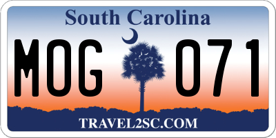 SC license plate MOG071