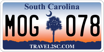 SC license plate MOG078