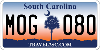 SC license plate MOG080