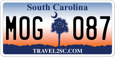 SC license plate MOG087