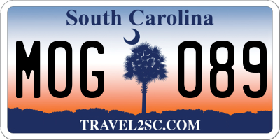 SC license plate MOG089