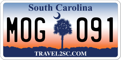 SC license plate MOG091