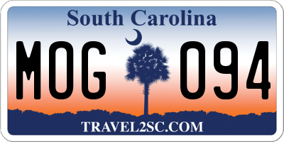SC license plate MOG094