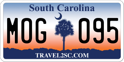 SC license plate MOG095