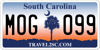 SC license plate MOG099