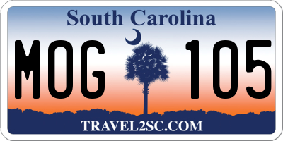SC license plate MOG105