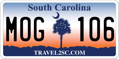 SC license plate MOG106
