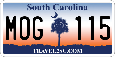 SC license plate MOG115