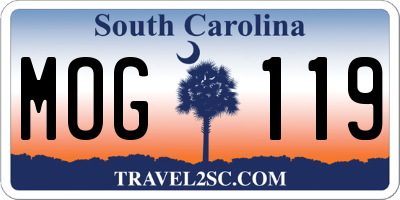 SC license plate MOG119